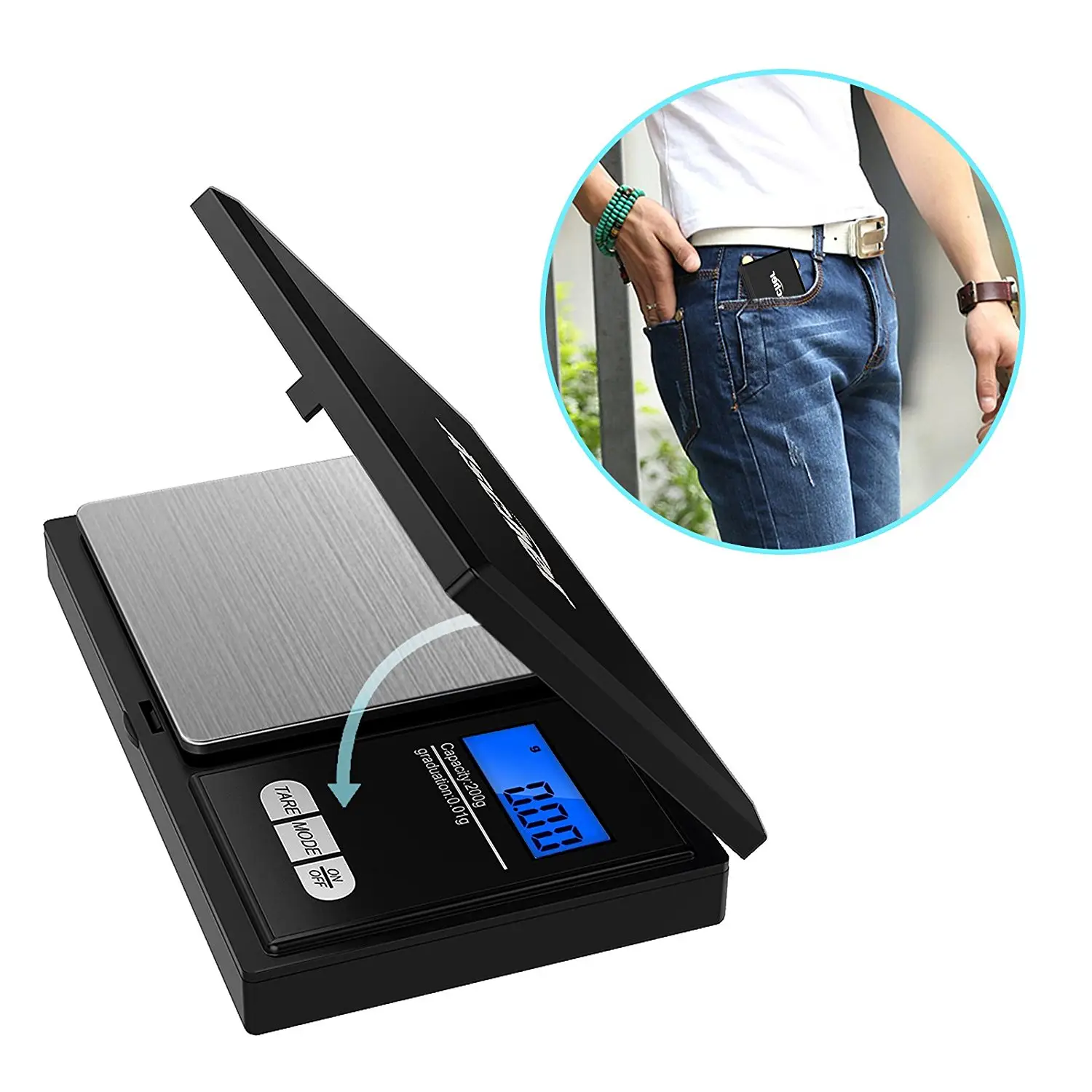 Venta caliente Digital Escala de bolsillo con AAA batería Mini Digital escala de peso balanza electrónica Gram báscula Digital de bolsillo