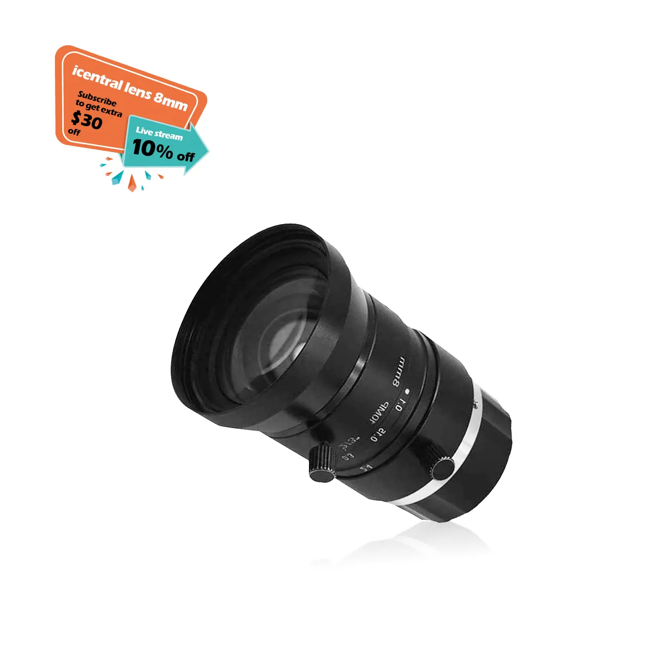 iCentral lens 8mm wide viewing angle fixed-focus lenses C-mount Low Distortion for inspection machine vision camera vision datum