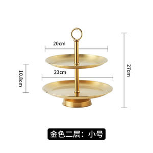 Plateau à fruits, bonbons, collations, thé, gâteaux en acier inoxydable plaqué or poli à deux étages pour le comptoir, le salon, l'hôtel - Product Image 6