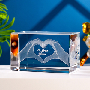 Hot Sale Cheapest Valentine Day Mother Day Gifts Custom <b>Laser</b> Engraving 3D Hand Crystal Crafts for Souvenir - Product Image 2