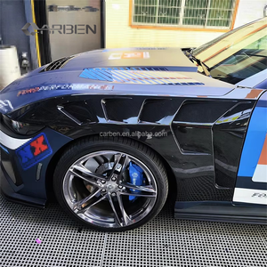 Guardabarros delantero de fibra de carbono seco de alta calidad para 2021-2023 para <span class=keywords><strong>Mustang</strong></span> Kit de carrocería de ala delantera de diseño ventilado Actualización de negro de carbono - Product Image 5