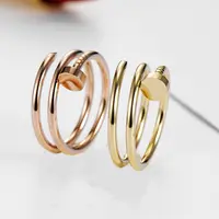 Vnox — bague à ongles à trois anneaux en acier inoxydable plaqué or, bijou Simple, vente directe d'usine, Europe et états-unis, nouvelle collection