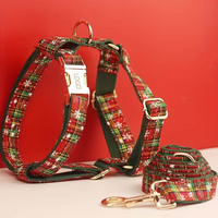 Ensemble Harnais et Collier Réglables pour Chien en Coton et Polyester Écologique, Luxe Personnalisé, Printemps, Noël, Couleurs Unies, avec Gilet et Clochette