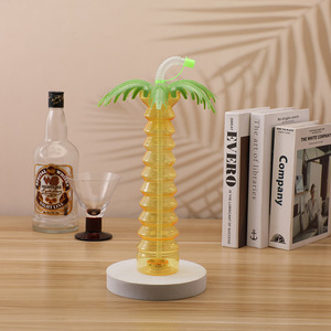 Tasses créatives en plastique de palmier de 450ml Tasses de jardin drôles avec couvercle Offre Spéciale bouteilles d'eau en plastique pour la fête - Product Image 2