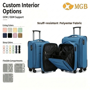 Valise de voyage à roulettes en tissu Oxford de haute qualité 20/124/28 pouces, sac de pilote à 4 roues pivotantes avec serrure TSA, bagages cabine - Product Image 3