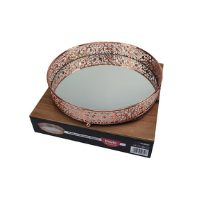Rose Gold Jewelry Storage Tray 298x60mm Iron Patterned Display Tray for Cosmetic Jewelry Organization - Product Image 3