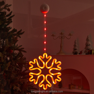 Lámpara de Pared Decorativa Navideña para Interiores y Exteriores, Letrero Luminoso de Neón con Copos de Nieve, Luz Intermitente de Meteorito, Iluminación Decorativa IP44, Material de Vidrio, Funciona con Batería - Product Image 3
