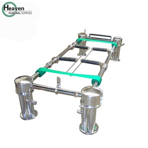 Dispositivo di Abbassamento Bara in Acciaio Inox con 4 Maniglie, Capacità 500kg, Stile Americano per Adulti, Modello FS-L-01 Argento-Verde per Funerali - Product Image 4