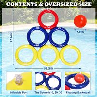 Jeu de lancer flottant gonflable pour piscine 59"x47" avec 6 balles, en PVC écologique anti-fuite, jouets de fête pour piscine