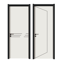 Porte intérieure en bois moderne et simple, design rainuré noir, sans peinture, en composite, pour projets hôteliers et résidentiels