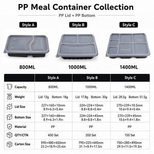Barquette alimentaire jetable en plastique PP à 7 compartiments, boîte à lunch, boîte bento, sans BPA, emballage alimentaire à emporter - Product Image 5