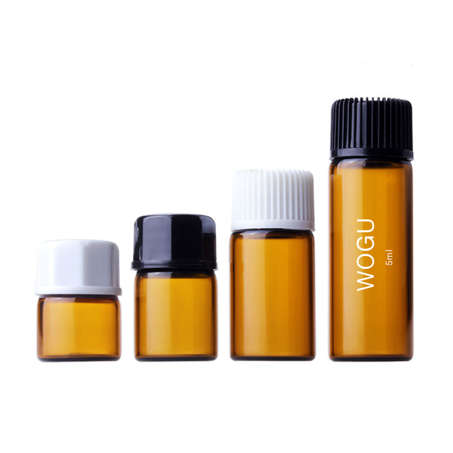 Wholesale Perfume Sample Bottles 3 ml Essential Oil Bottle with White Screw Cap Perfume Oil Dram Blue Amber Glass Vial