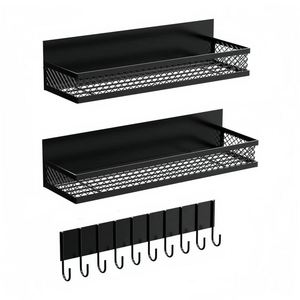 Black Stainless Steel Modern Magnetic <b>Wall</b> Mounted Multifunction Spice Rack <b>Floating</b> Refrigerator Storage <b>Shelves</b> Easy Storage - Product Image 5