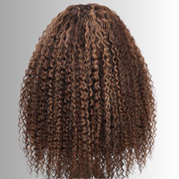 Glueless Adjusta ble Draw string Piano Honig braun Highlight Curly Pre Everything Perücke C/Mittelteil Lace Front Perücken Echthaar