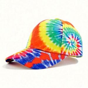 New Eco-Friendly Silk Screen Printed Tie-dye Hip Hop Patchwork Color Graffiti Duck Cap Gradual <b>Sunscreen</b> Visor Baseball Cap - Product Image 3