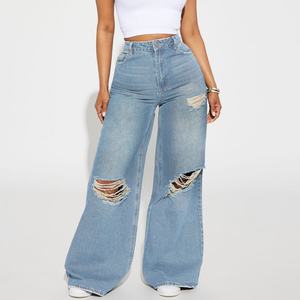 Jeans de Pierna Recta para Mujer, Personalizables OEM, Nueva Colección en Oferta, Transpirables, Estilo Casual de Verano - Product Image 1