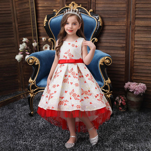 Vestido de Princesa para Niñas, Falda de Tul con Estampado Floral Rojo, para Damas de Honor de 4 a 13 Años - Product Image 2
