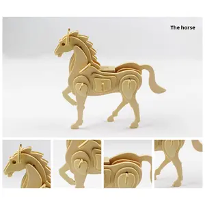 Juqi Cross-Border Hot-Selling <span class=keywords><strong>Puzzle</strong></span> en bois Jouets éducatifs pour enfants 12 Zodiac 3Diy Ornements de bureau pour petits animaux - Product Image 3