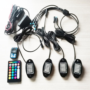 ไฟใต้ท้องรถ RGB LED เปลี่ยนสีได้เต็มรูปแบบ พร้อมรีโมทคอนโทรล สำหรับรถออฟโรด ชุด 4 ชิ้น ใช้ได้กับรถทั่วไป - Product Image 1