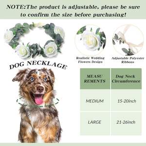 Honoson Lot de 2 accessoires de collier de mariage pour chien avec couronne de fleurs de 6 pieds Thème Boho pour petits, moyens et grands chiens (grands) - Product Image 2