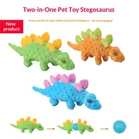 Nouveau jouet pour chien en peluche 2-en-1 avec couineur, dinosaure de dessin animé Stégosaure, jouet de dentition pour chiot pour le nettoyage des dents et le divertissement