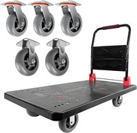 Carretilla de Plataforma Plegable con 5 Ruedas Giratorias de 360° de 6'', Capacidad de 1600 Libras, Carretilla de Mano de Alta Resistencia