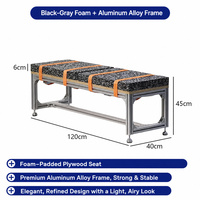 Ensemble de table et tabourets de café commercial pour bistrot, restaurant, café, avec structure en alliage d'aluminium, banc en mousse et plateau en contreplaqué