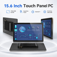 PC All-in-One Industri Layar Sentuh Desktop 10.1 15.6 21.5 Inci Komputer Android dengan Layar Sentuh PCAP dan Kaca Tempered Anti Air 3mm