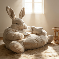 Canapé géant en peluche lapin de luxe, fauteuil lounge créatif en fourrure, mobilier moderne pour la maison, grand lit animal