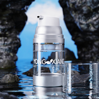 Flacon pompe sans air cylindrique 15ml 30ml 50ml en ABS AS PP pour emballage de lotion et crème, forme pour nettoyant visage, logo personnalisé