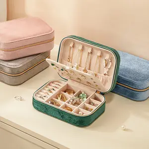 Custom Velvet Jewelry Storage Case Jewelry Box Organizer Travel Jewelry Case With Logo