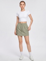 Outdoor Randonnée Casual Cargo Skort, Femmes Haute Taille Cordon Mini Jupe avec Shorts intégrés, personnalisé disponible