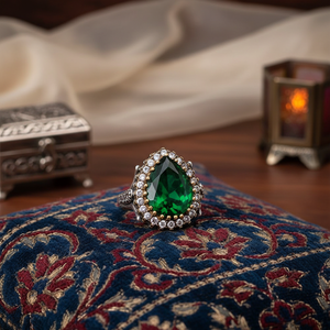 Ottoman Woman Design <b>Emerald</b> Stone Authentic Woman <b>Rings</b> Wholesale Turkish Handcrafted 925 Sterling <b>Silver</b> Jewelry <b>Ring</b> - Product Image 3