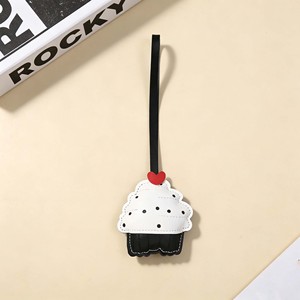 Custom Cupcake Bag Charm PU Leather <b>Keychain</b> Dessert <b>Car</b> Pendant Women Handbag Accessories Party Favor Gift - Product Image 3
