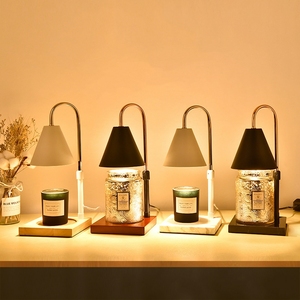 Lámpara Calentadora de Velas Eléctrica, Lámpara de Mesa para Dormitorio, de Madera y Mármol, con Interruptor de Brillo Ajustable y Regulador de Intensidad - Product Image 1