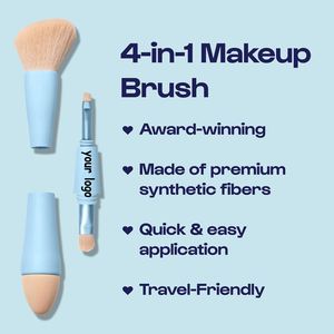 ชุดแปรงแต่งหน้าแบบพกพา 4-in-1 ขนแปรงสังเคราะห์อเนกประสงค์ สำหรับอายแชโดว์ แป้ง บลัชออน คิ้ว ฟองน้ำ พร้อมรับทำโลโก้ แปรงปัดขนตา - Product Image 3