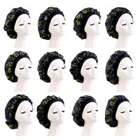 Nouvelles 12 signes du zodiaque bonnet de sommeil grands Bonnets en satin bonnet de sommeil cheveux soyeux bonnet de cheveux à large bande pour les femmes