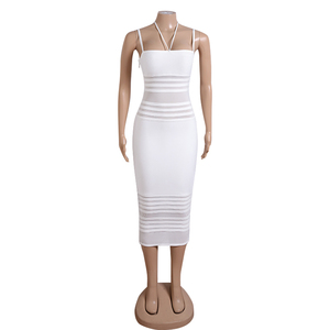 Abito Midi aderente con scollo al capestro bianco <span class=keywords><strong>per</strong></span> le donne Sexy da sera <span class=keywords><strong>per</strong></span> la <span class=keywords><strong>festa</strong></span> <span class=keywords><strong>di</strong></span> <span class=keywords><strong>matrimonio</strong></span> e <span class=keywords><strong>per</strong></span> la cena <span class=keywords><strong>di</strong></span> compleanno da ufficio - Product Image 5