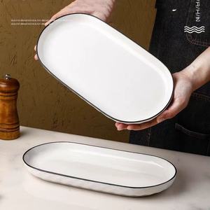 Assiette de poisson rectangulaire en céramique minimaliste nordique de 12 pouces avec relief épais et motif végétal assiette à <span class=keywords><strong>sushi</strong></span> créative personnalisée - Product Image 6