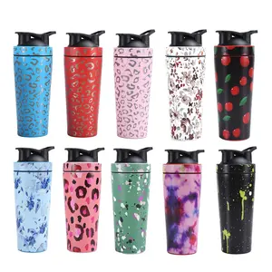 Custom 500ml 750ml double wall vacuum insulated Steel Mixes Mixing Ball Gym stainless steel protein shaker bottle cup