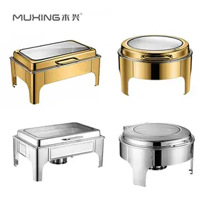 Wedding Roll Top Chaffing Gold Marmite Chauffante Service Traiteur Food Warmer Buffet Catering Stainless Steel Cheffing Dish