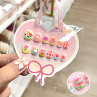 12 Pièces Faux Ongles Enfants à Presser, Mignons Accessoires 3D de Dessins Animés, Ongles Artificiels pour Enfants