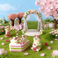 Figurine de chat en résine Sakura Cherry Blossom Zakka, miniature japonaise, statue de table, décoration Feng Shui pour la maison, peinte à la main