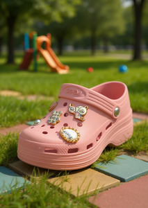 Sandali per bambini con spille animate, taglia 20, scarpe estive per bambine, in plastica, slip-on, punta tonda, tinta unita, suola in EVA - Product Image 2