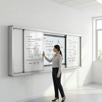 Tableau blanc coulissant grand format pour bureau de lycée, tableau d'écriture magnétique effaçable à sec, cadre en aluminium blanc, matériau en acier PET