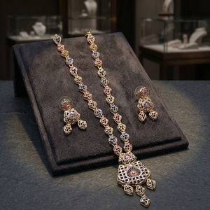 Wholesale Multi Tone Plated <b>Long</b> Jewelry Set, Fashion Jewelry, 3 Tone Turkey Design <b>Long</b> <b>Necklaces</b>, Tri Color Brass Jewelry Set. - Product Image 1