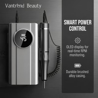 Vantrend Beauty - Perceuse à ongles professionnelle sans fil 45000 tr/min, lime à ongles électrique portable avec écran LED pour salon de manucure (Royaume-Uni)