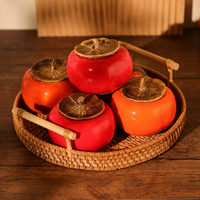 Pot en céramique en forme de kaki, ornement de table, idéal pour la décoration d'automne et comme cadeau. Parfait pour Halloween, Thanksgiving, Noël