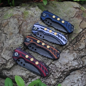 OEM đen stonewashed thép không gỉ gấp lưỡi dao chiến thuật G10 xử lý túi dao cho săn bắn ngoài trời cắm trại - Product Image 4