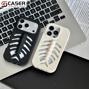 Coque de téléphone créative en silicone souple anti-choc et respectueuse de la peau, motif os de poisson évidé, dissipation thermique, pour <span class=keywords><strong>iPhone</strong></span> séries 11-17 - Product Image 3